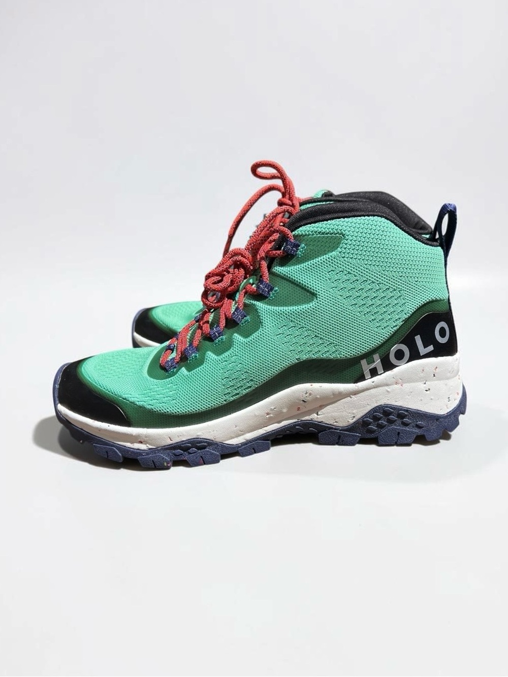 🌻NEW w/box HOLO Troy Mid Hiking Boots Mint Green Absinthe Red Laces Mens 10.5